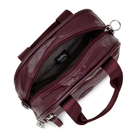 Kipling Hadya Metallic Shoulder Bags Burgundy Lacquer Metallic | CA 1415DF